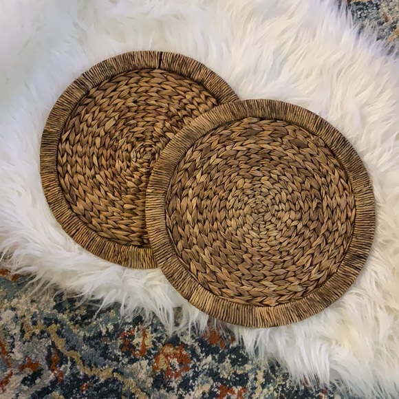 Boho Home Decor Other - 2 PCs Boho Wicker Rattan Place Mats Trivets Home Decor